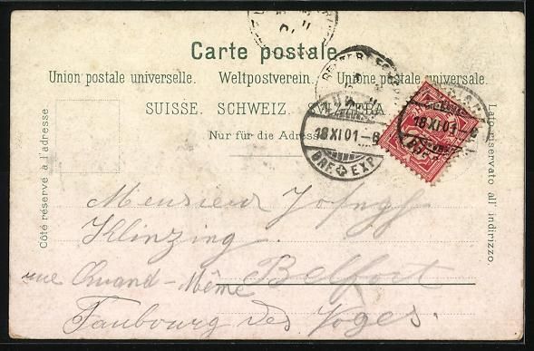 Cartoline postali: AK Zürich, Uferpartie mit Kirche, 1901 – Usato da Berlin venduto da bartko-reher 1