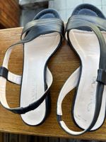 Schwarze Ledersandalen Evaluna, Grösse 37, Sommer-Look!