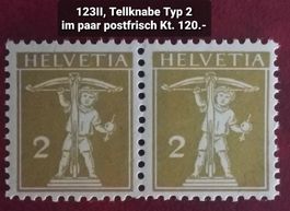 MA21) 123II, Tellknabe Typ 2, postfrisch im paar Kt. 120.-