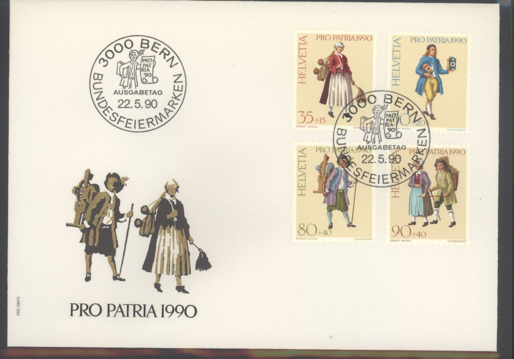 Tutti i francobolli: 1990, Pro Patria, FDC – Usato da Willisau venduto da Vollstempel