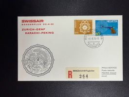 Swissair Erstflugbrief Zürich - Peking 1974