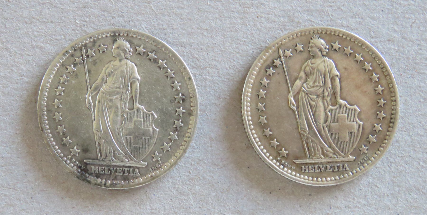 Tutti le monete: 2 x Fr. 2.-  1945 und 1957, Silber – Usato da Kreuzlingen venduto da Koi4 1