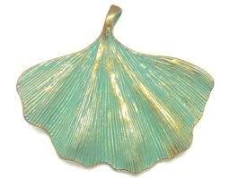 Amulett/Anhänger Ginkgo Blatt (Türkis   mit Gold)