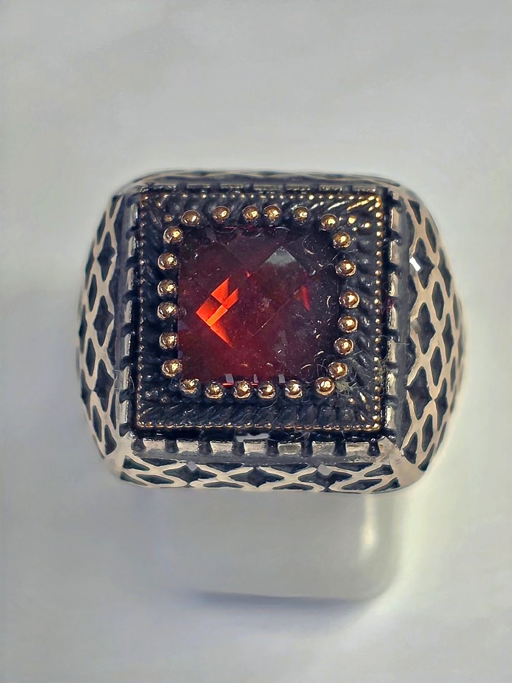 Bagues: Granat Silber Ring – Neuf (Voir description) à Zürich par adriben 1
