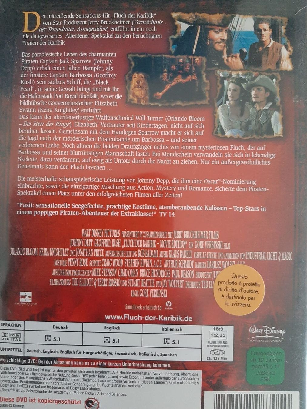 Tutti i DVDs: Fluch der Karibik. Movie Edition. – Nuovo (secondo la descrizione) da Urtenen-Schönbühl venduto da Kahru 1