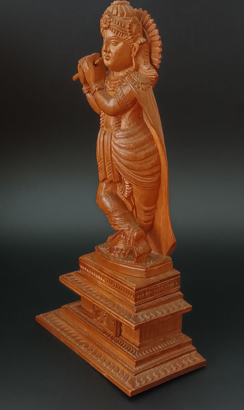 Figuren: Handgeschnitzte Krishna Holzfigur mit Flöte  – Gebraucht aus Allenwinden von pro_nmg9 1