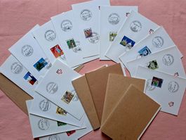 schöne Sammlung Faltblätter PTT mit tw. raren Sonderstempeln