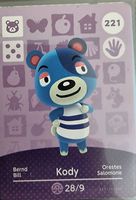 Carte Amiibo Animal Crossing, habitant n°221 Bill