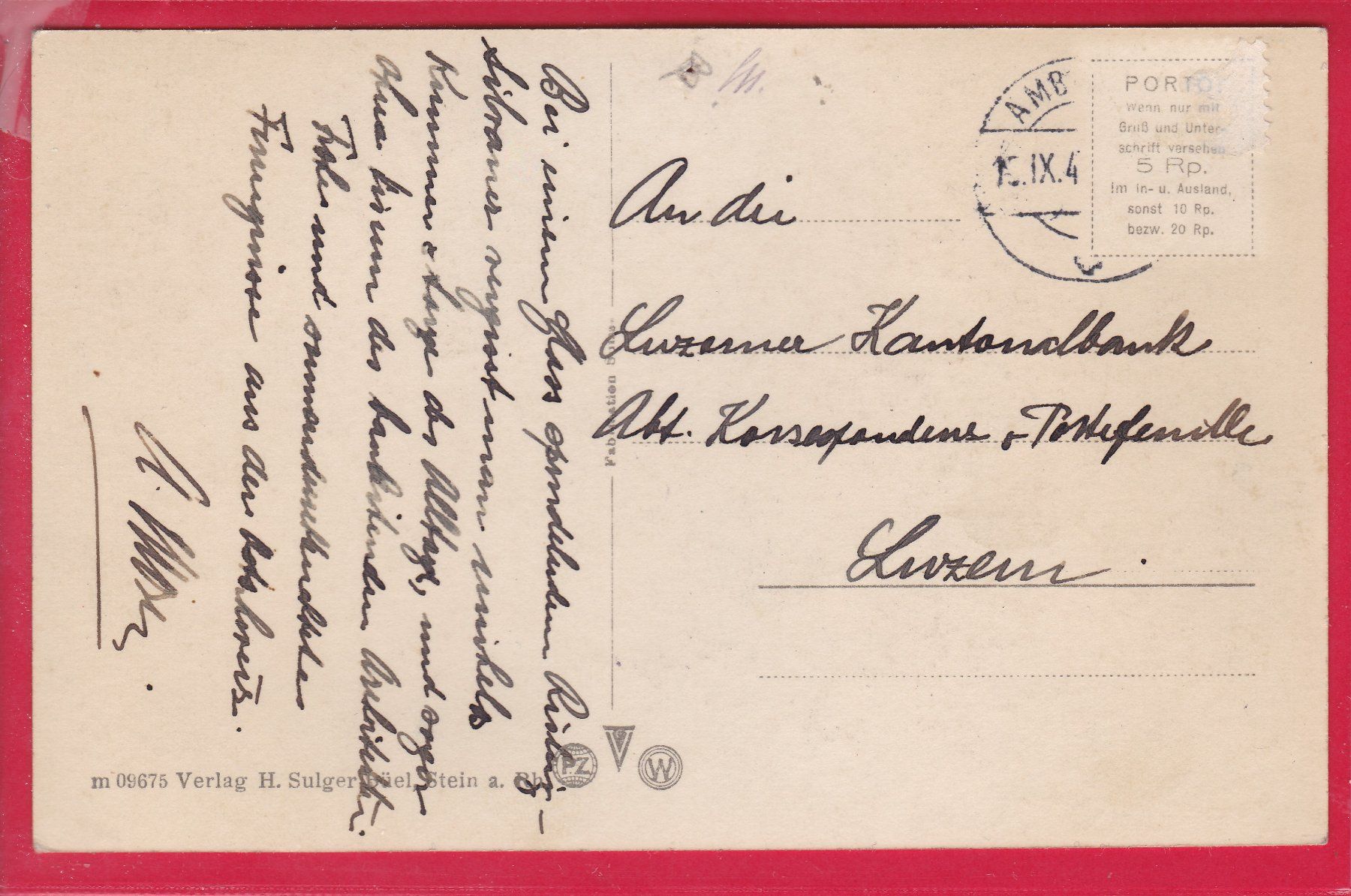 Ansichtskarten: STEIN AM RHEIN, 1.9.1942 – Gebraucht aus Oberrieden von Gebirgsstelze 1