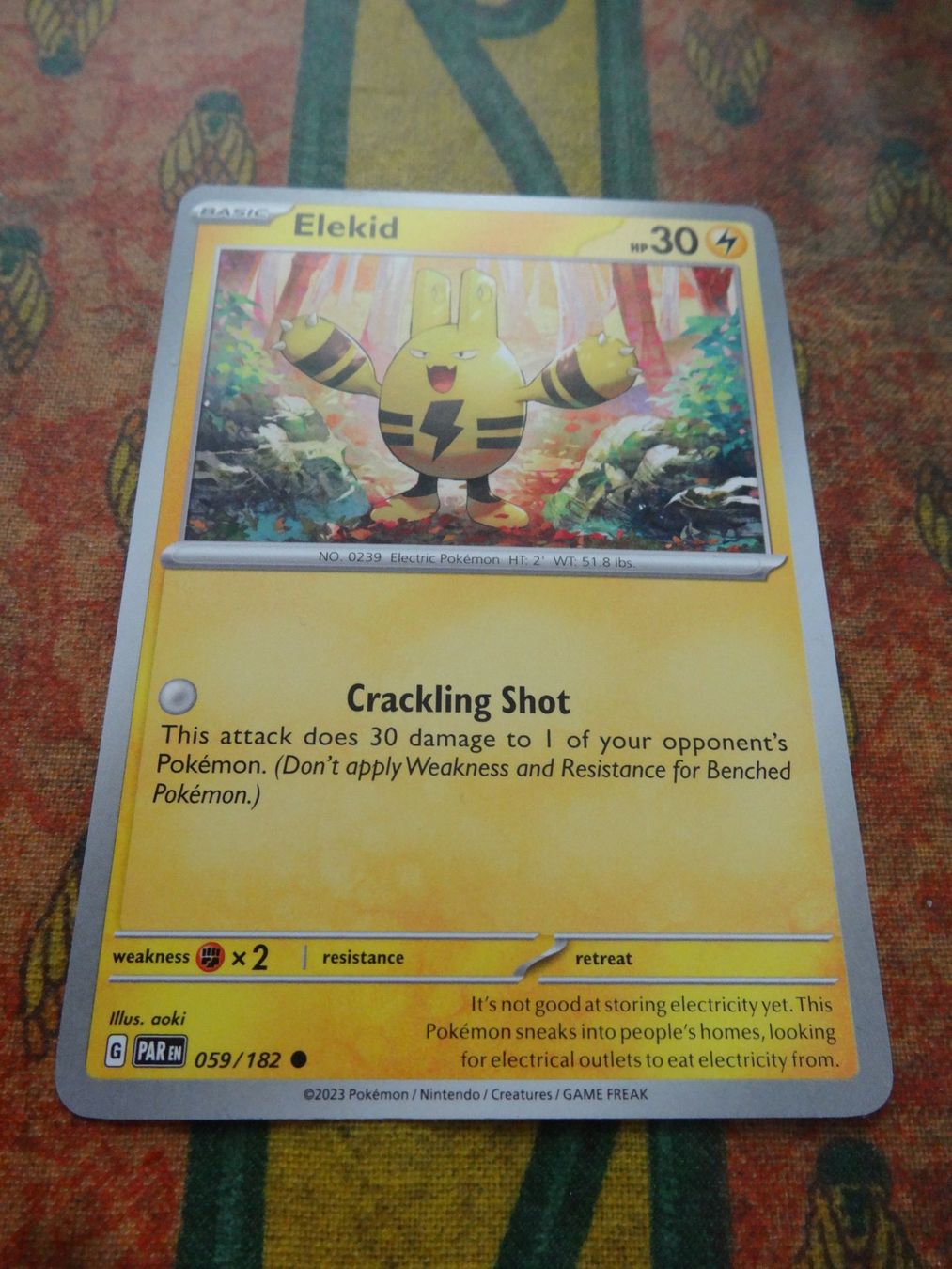 Pokémon Sammelbilder & Trading cards: POKEMON  Elekid  G  PAR EN  059/182  HP30  2023 – Gebraucht aus Romanel-sur-Lausanne von Swift13