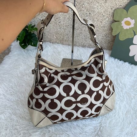 Coach Handtasche braun/creme C-Muster gute Zustand