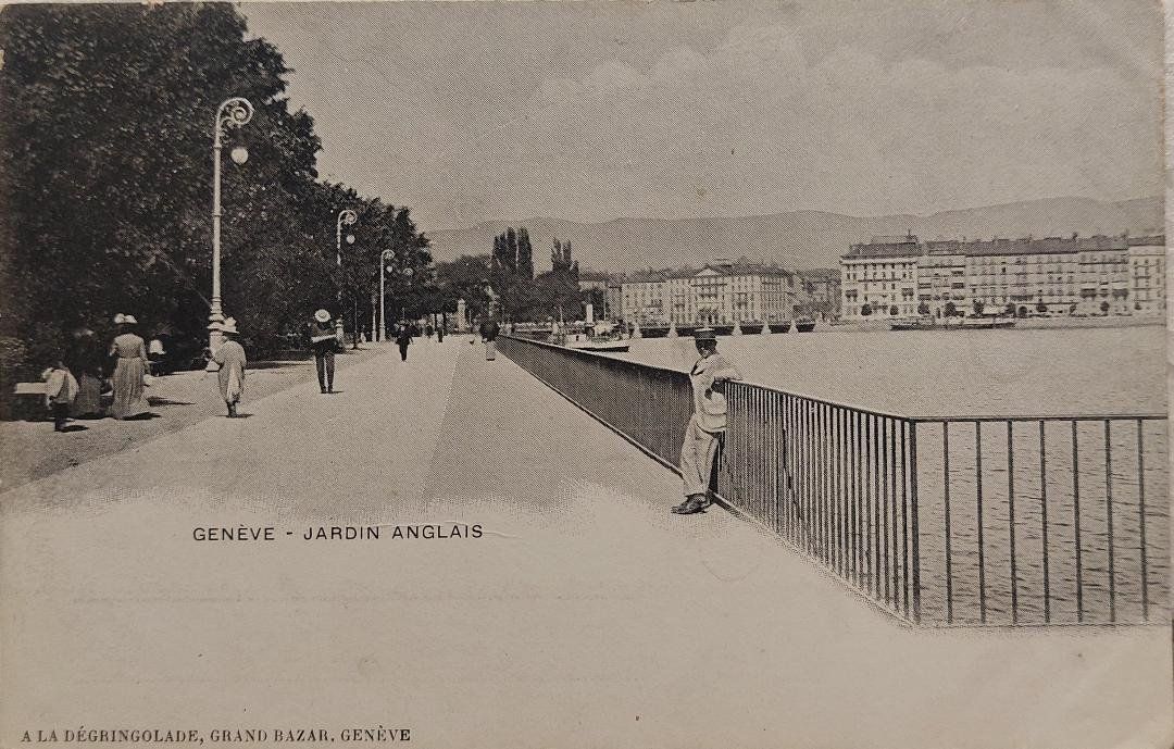 Cartoline postali: GENÈVE - Jardin Anglais – Usato da Delémont venduto da Domdom1