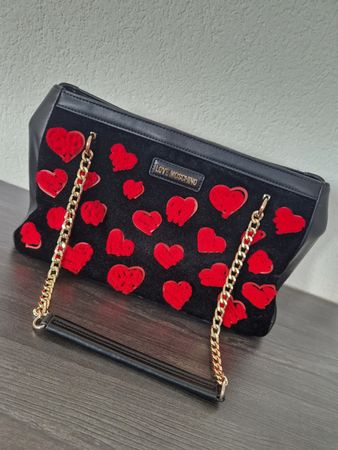 Love Moschino Tasche Samt ❤️ Goldkette Damen Handtasche