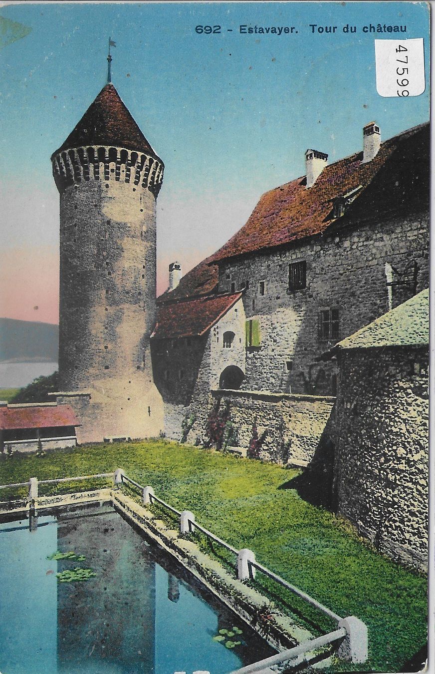 Cartoline postali: Estavayer - Tour du chateau - Litho – Usato da Ettingen venduto da Kartenplanet