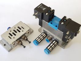 5/3 Magnet Ventil mit Anschlussplatte Magnetspule Dämpfer