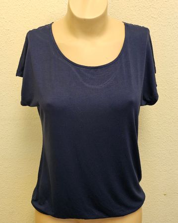 Vivance Damen Shirt Dunkelblau Gr. 36/38 – Viskose mit Spitz