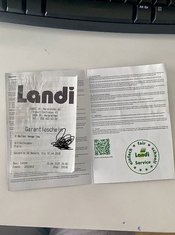 Veicoli elettrici: E-Roller Vengo Leo 45/kmh  – Usato da Zürich venduto da ER- 7