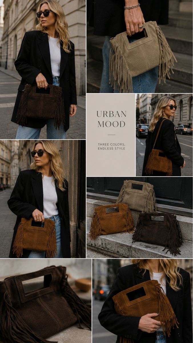 Borse da donna: Borsa scamosciata con frange – Nuovo e nell'imballaggio originale da Mendrisio venduto da pri_856w 2