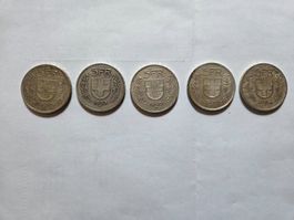 5 Franken Münze Schweiz 5Stk.1932/33/40/53/54 aus Silber