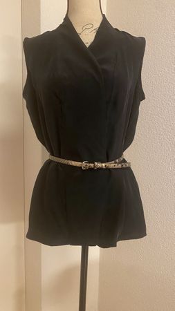 Chemise noire, taille 36, sans manches et sans col, coton 4