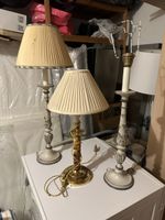 Paire de lampes de chevet vintage avec abat-jour plissé