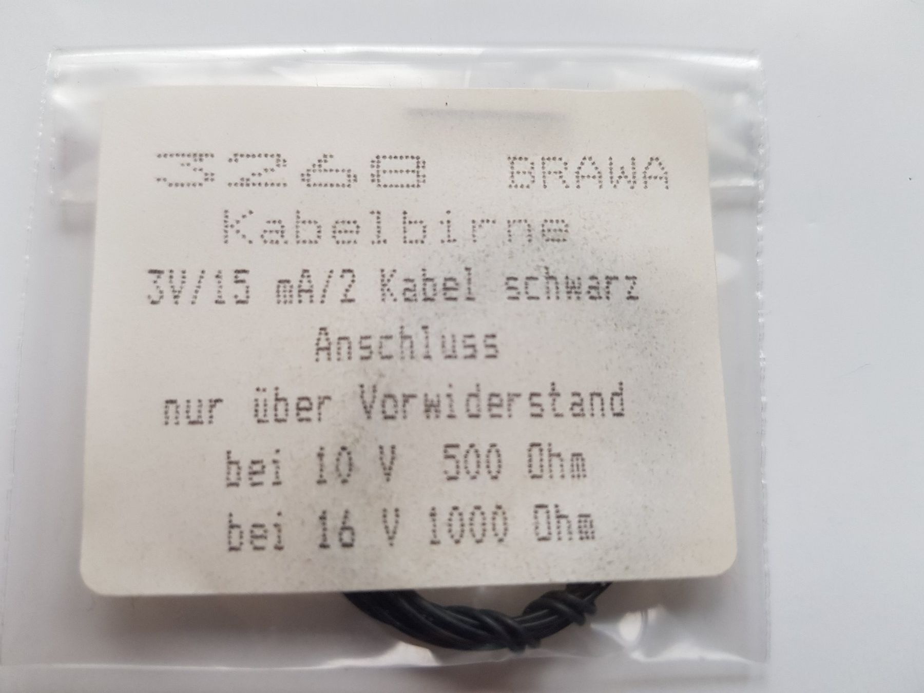 Brawa Modelleisenbahnen: Brawa 3268: 3 Volt Kabelbirne – Neu (gemäss Beschreibung) aus Luzern von inca55