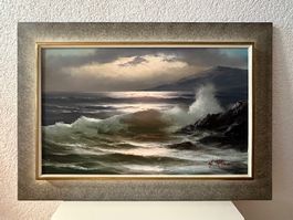 Oelgemälde G. Riva Wasserlandschaft mit Rahmen