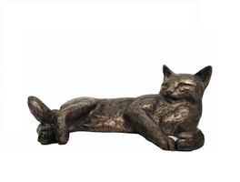Katzen Figur mit Bronzepulver Kunst-Skulptur Kätzchen Mieze