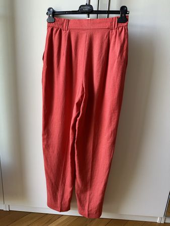 Pantalon rose d'été en lin et viscose