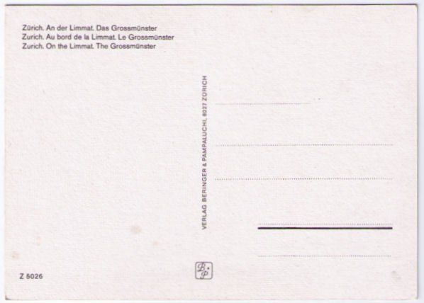 Cartoline postali: Zürich - An der Limat, Das Grossmünster – Usato da Binningen venduto da Mountainrider 1