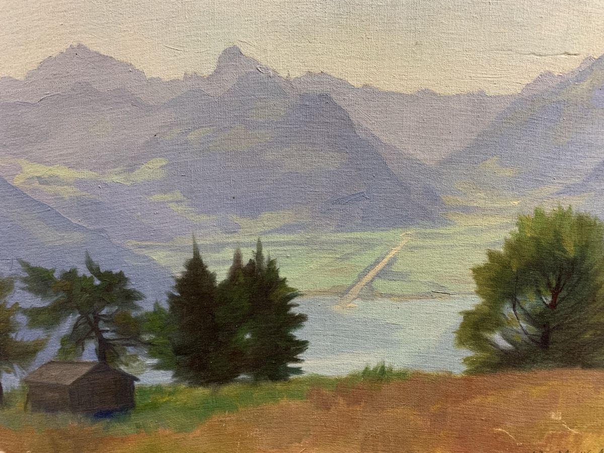 Gemälde: Linthebene 1947 J. Burkhardt – Gebraucht aus Wolfhalden von SecondAntique