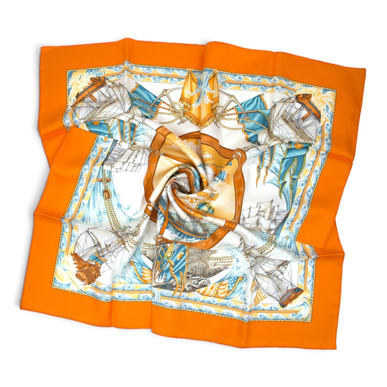 Hermès Foulards, Tücher & Schals: Hermès Carré "Vive le vent" orange – Gebraucht aus Binningen von Designerlabels 6
