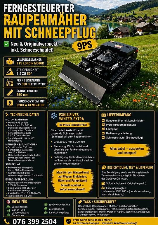 Tondeuses à gazon: RAUPENMÄHER MIT SCHNEEPFLUG – Neuf avec emballage d'origine à Biel/Bienne par 3dtm_Shop