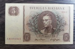 Suede 5 Kronor 1963 UNC