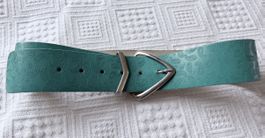 Vintage Echtleder Taillengürtel mit Paisley Print 75 - 90 cm