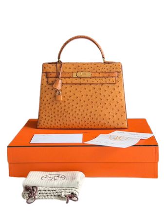Hermès Kelly   Strauß  Leder exotische  wie neue