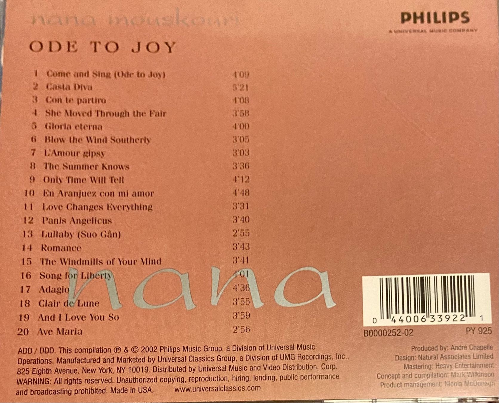 CDs: Nana Mouskouri CD ODE TO JOY – D'occasion à Luzern par Lycka 1