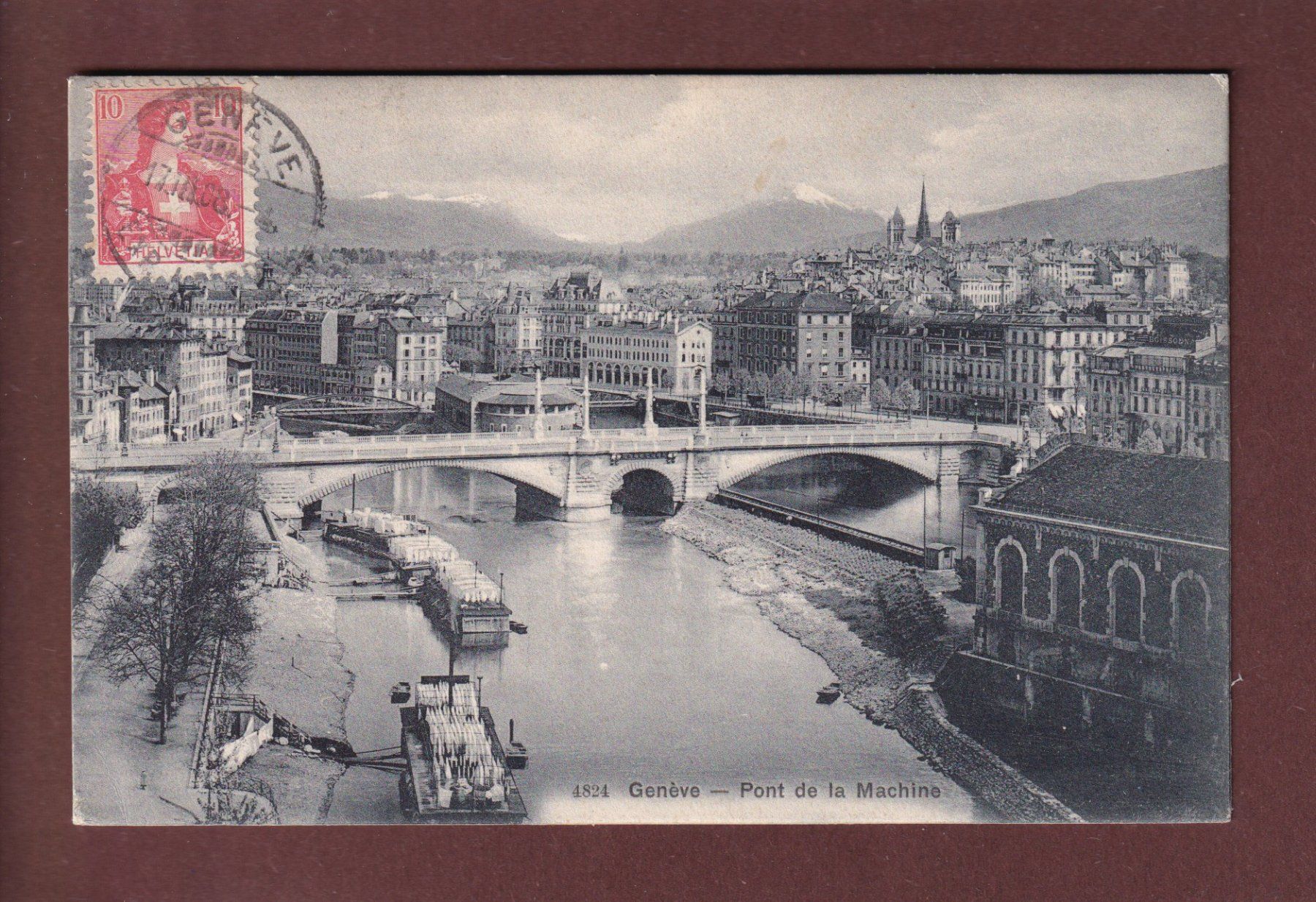 Cartoline postali: GENEVE - Pont de la machine - 1908 – Usato da Pully venduto da nicecards