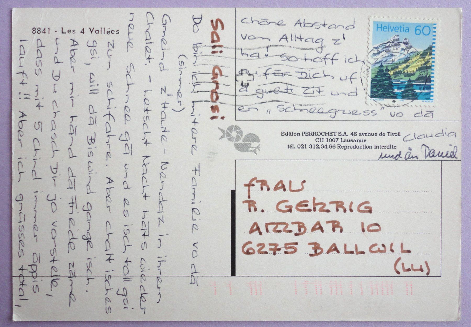 Cartoline postali: Les 4 Vallées – Difettoso da Fétigny venduto da Billy2miny 1