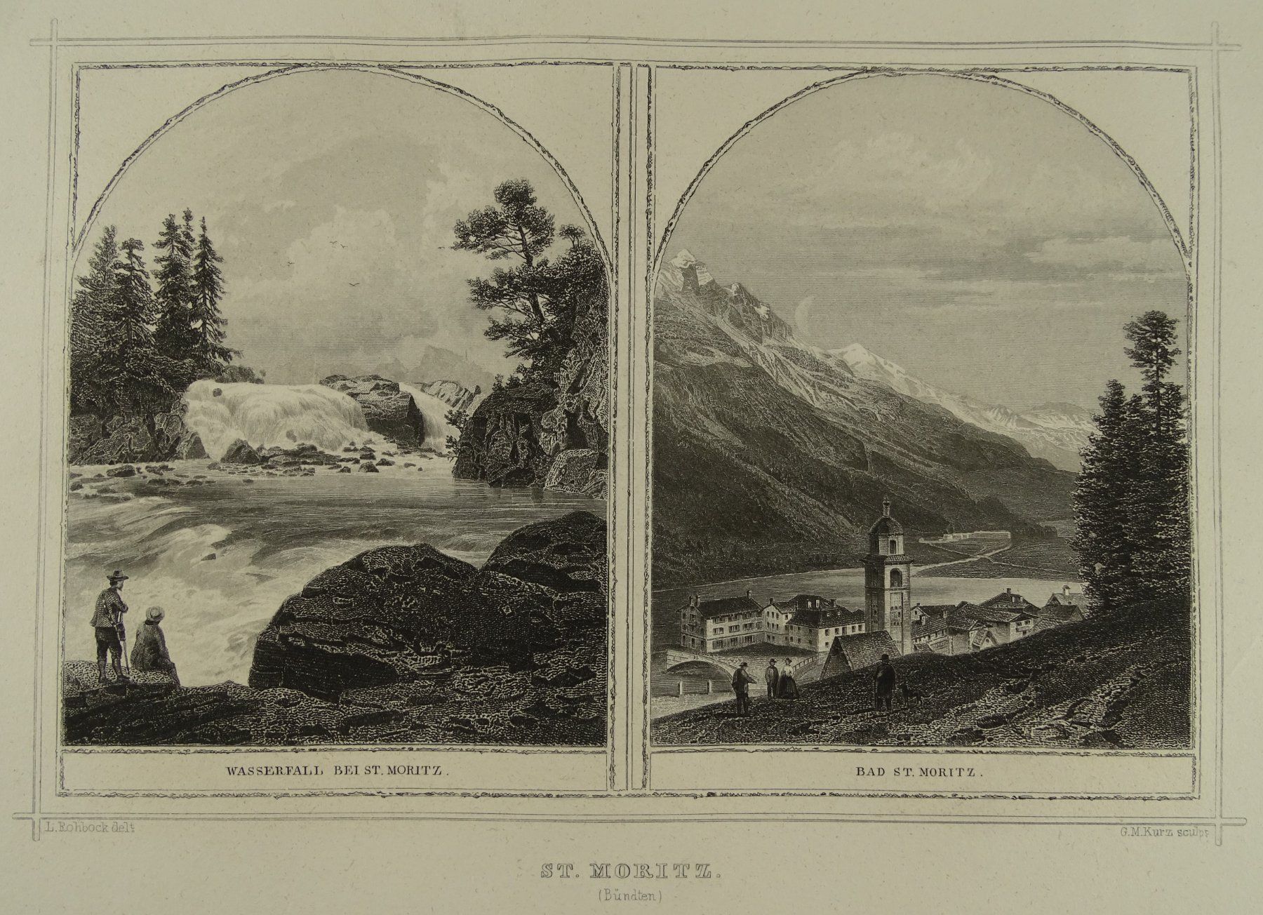 Incisioni: ST. MORITZ, STAHLSTICH NACH ROHBOCK 1870 – Usato da Grüningen venduto da Kartensammler 1