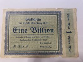 Deutschland 1 Billion Mark 1923 –Inflation- Konstanz