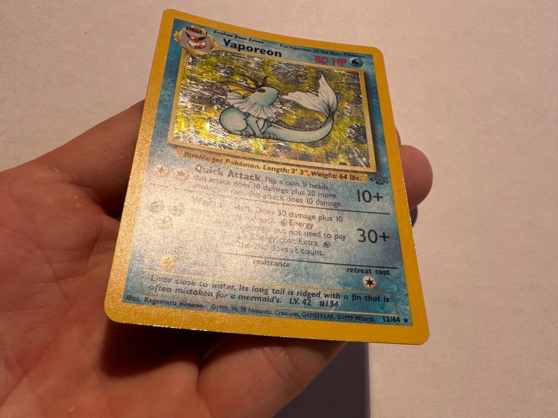 Pokémon Carte collezionabili: Vaporeon holo Jungle EN – Usato da Hagendorn venduto da Pokecollectorch 1