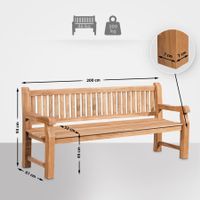 Massiv Teakbank ARGO 200cm Gartenbank Parkbank Holzbank