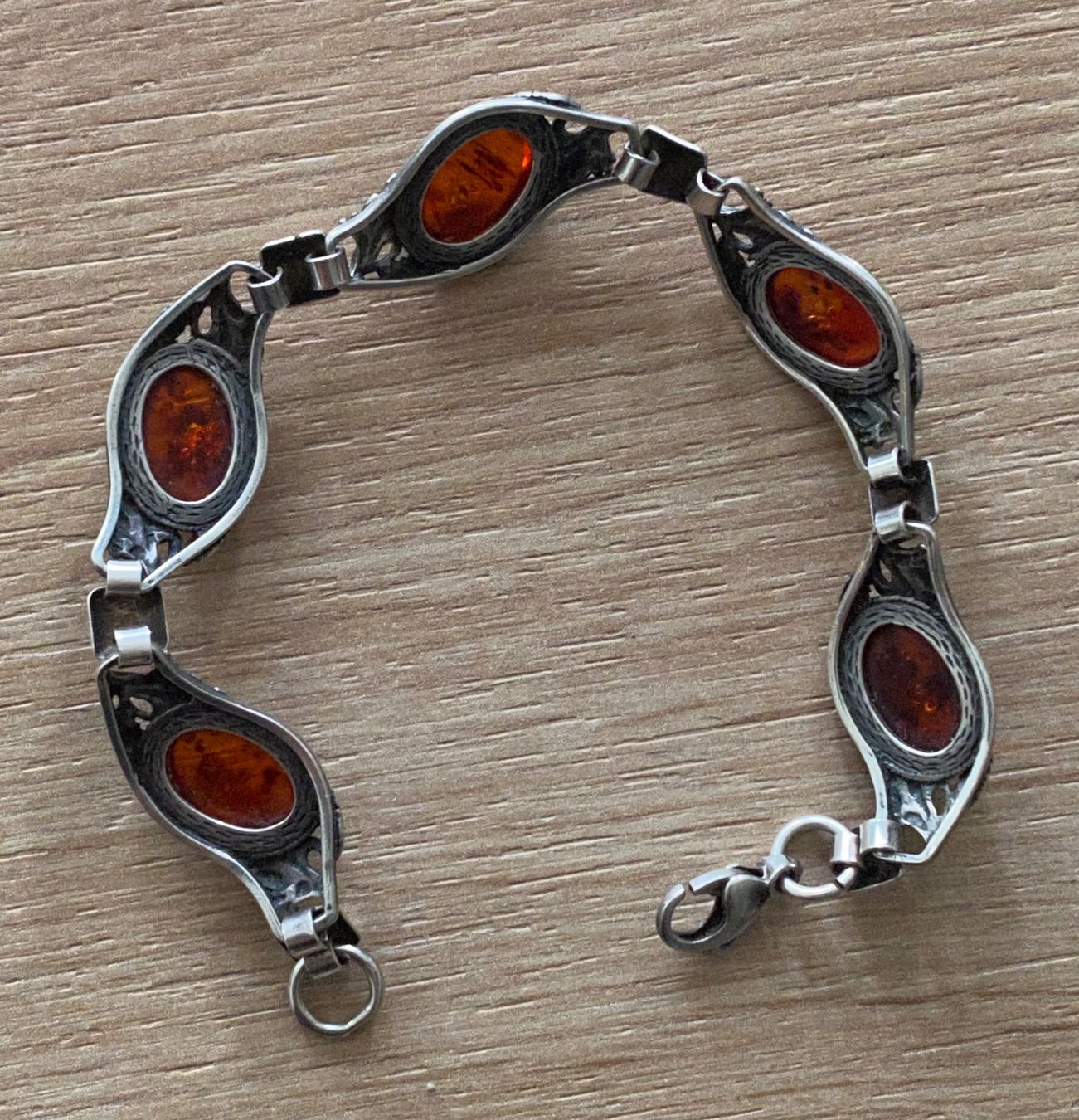 Bracciali & Braccialetti: Elegantes Vintage Silber Armband mit Bernstein – Usato da Hochfelden venduto da powerplay61 3
