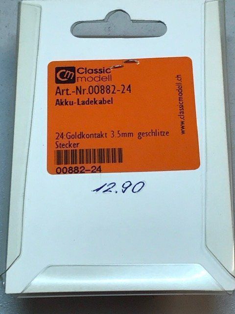 Modellismo RC: Akku Ladekabel 3,5mm – Nuovo e nell'imballaggio originale da Buchs ZH venduto da rc-indoorbahn 1