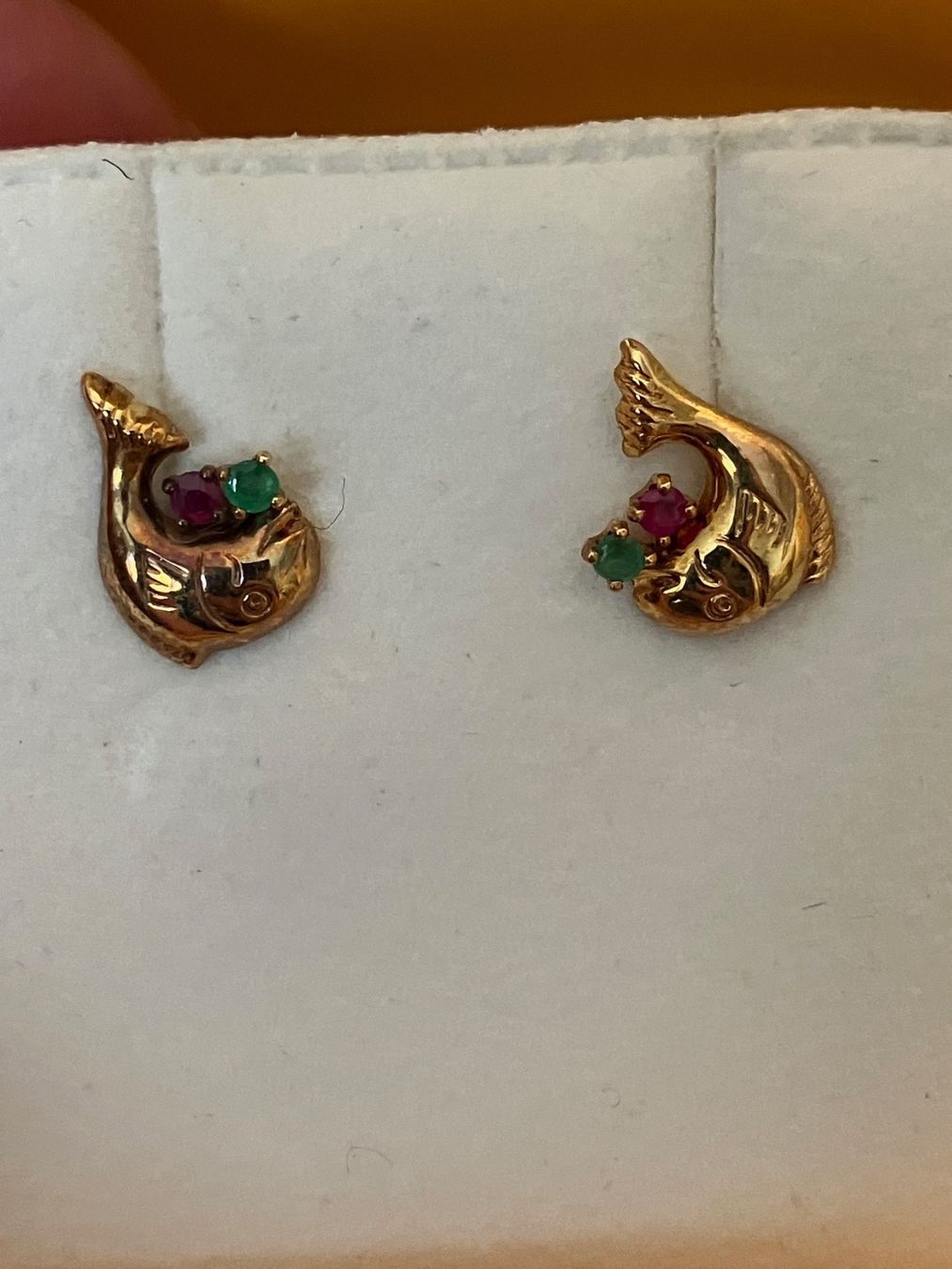 Orecchini pendenti & Orecchini a lobo: Ohrringe 14K Gold / Rubin & Smaragd – Nuovo e nell'imballaggio originale da Triesen venduto da hor_6kx9