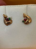 Ohrringe 14K Gold / Rubin & Smaragd