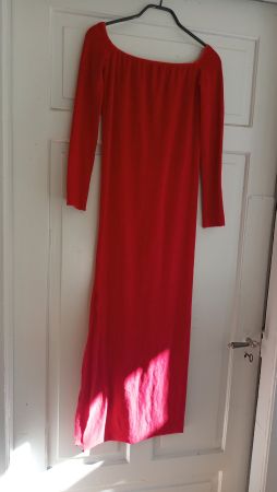 Romantisches Samtkleid Abendkleid Maxikleid mit Schlitz XS