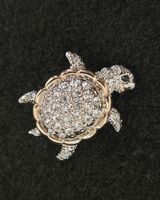Süsse Brosche Schildkröte mit Strass besetzt 🐢