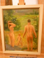 Robert Amrein (1896 - 1945) "Familienbad" Oel auf Lw